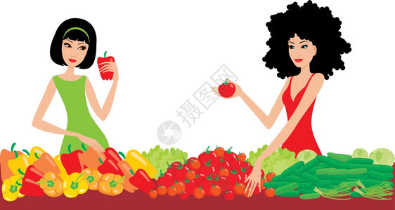 两个女人买蔬菜图片