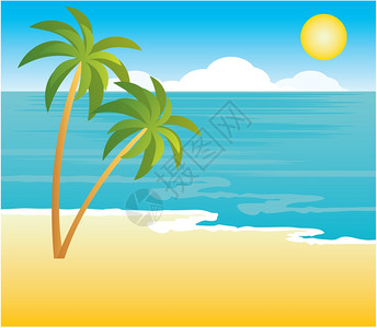 旅行路上的风景棕榈树的海滩插画