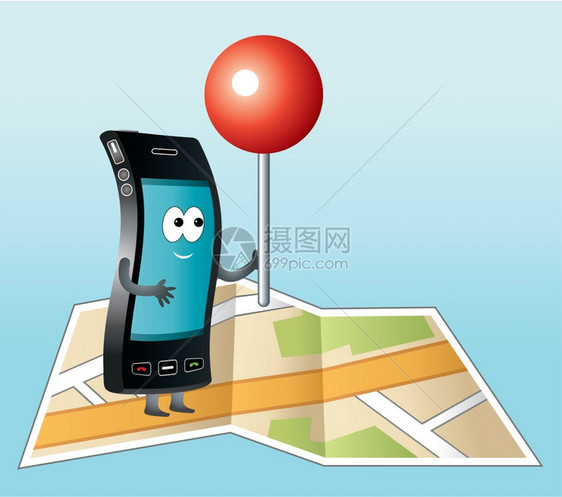 带GPS图标的智能手机矢量,梯度,EPS10图片