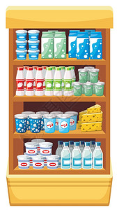 超市里乳制品的形象货架图片