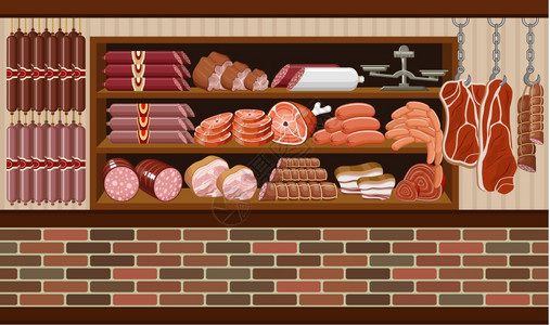 肉类市场矢量图片