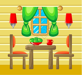 室内图片带元素的图片餐厅矢量插图插画