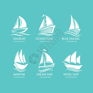 帆船标志帆船标志模板矢量艺术插图图片