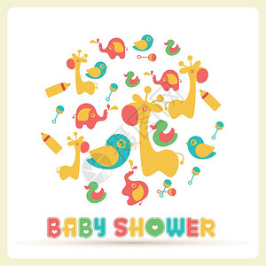 婴儿淋浴庆祝活动婴儿淋浴男孩女孩出生问候庆祝矢量背景图片