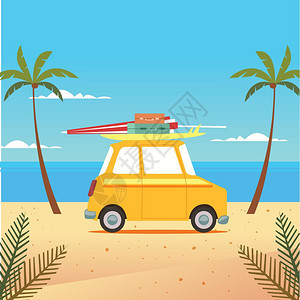 暑假假期旅行暑假假期旅游矢量背景图片