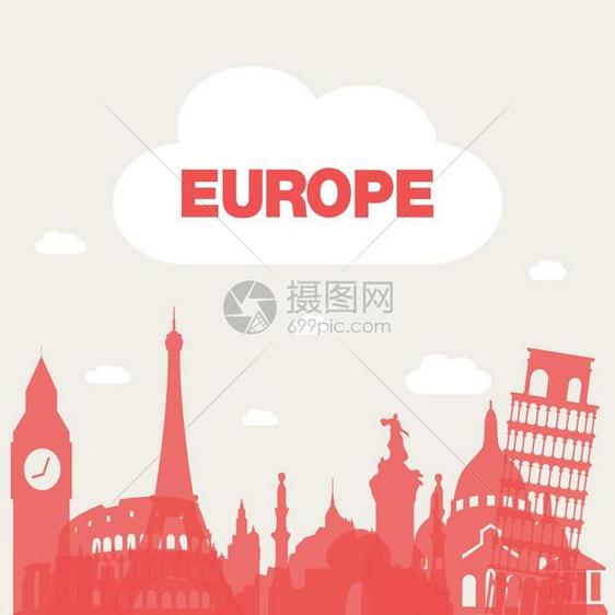 欧洲旅行度假旅行欧洲旅行假日旅行矢量图片