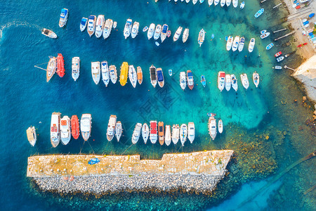 夏季风景港口码头杜布罗夫尼克的透明水图片