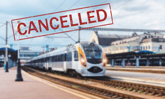 由于大流行的科罗纳而取消的火车由于大流行的covid19客运铁路旅行和输取消图片