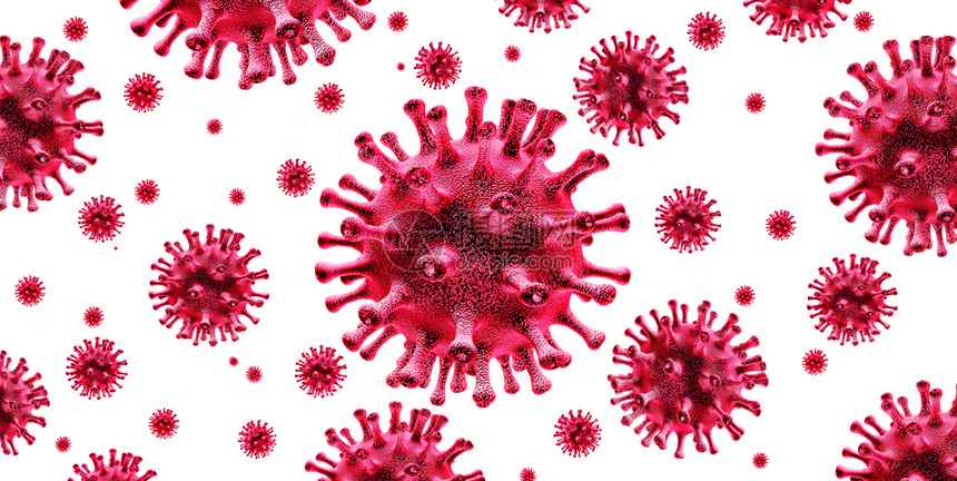 孤立在白色和冠状背景下的冠状爆发与危险的流感菌株病例一样与大流行健康风险概念一样与3d型疾病细胞相类似图片