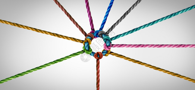 团队结和精神概念的作为加入合和工协的整体象征各种绳子伙伴关系商业比喻图片