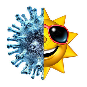 疾病和康复作为从传染疾病中恢复的医疗和健康象征作为冠状或共生19和流感染以快乐的太阳为特征作3d增压图片