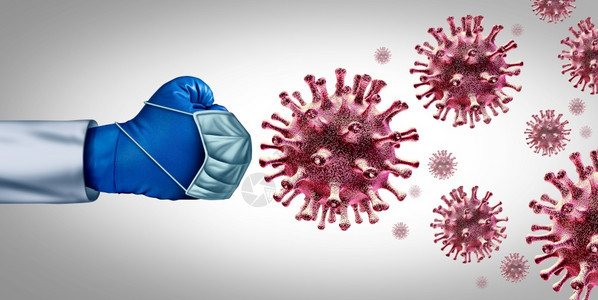 作为医生与一组传染病原体细胞进行抗争作为用3d插图元素研究治愈方法的保健比喻图片
