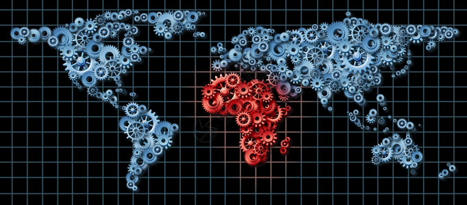 非洲经济活动作为一种商业概念以世界的形式用红色regyptlibangeramoc制作以红色标注为经济增长的概念图片