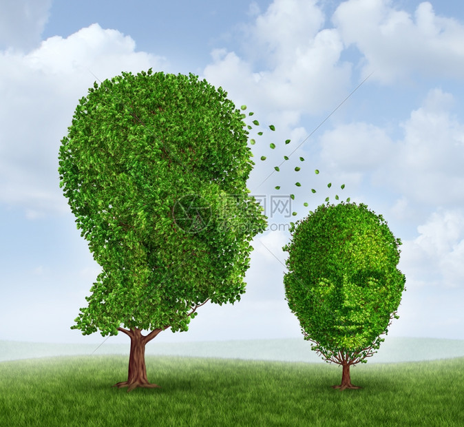 概念有两棵树形成人头代表母亲或父一棵小树作为父母指导和养育的象征