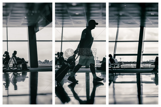 机场带行李的男子影精美的艺术概念图片