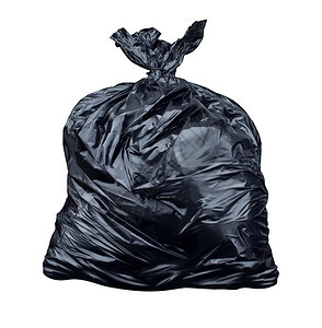 以白色背景孤立的垃圾袋作为废物管理和环境问题的象征作为扔掉的黑塑料袋充斥着肮脏的臭垃圾和无用图片