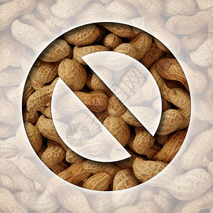 无花生和以过敏为由禁止花生和或坚果成分作为禁止食物的概念在禁令图标后面有天然零食作为避免过敏反应的安全象征图片