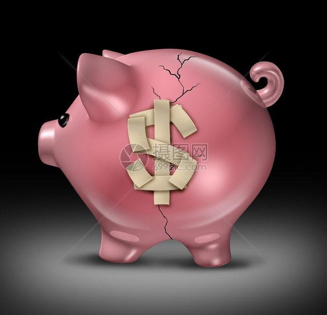 预算帮助和财政援储蓄指南解决资金问题并拯救你免受货币危机粉色小猪银行破碎图片