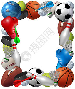 足球飞镖冰和棒是白种背景隔离的健身和康边界图片