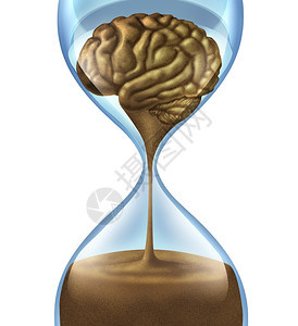 失去作为痴呆症和阿尔兹海默斯柯克的精神疾病象征记忆问题带有一小时玻璃和间象征的沙子疾病像人类大脑一样形成作为智力功能的丧失图片