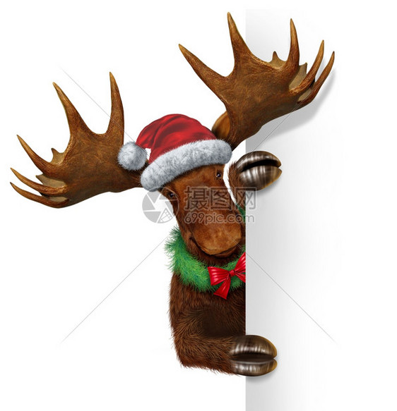 带着圣诞帽的驼鹿图片