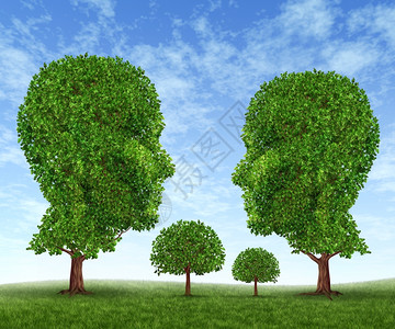 以树标志的形式成长家庭其父母为儿女父为母母均以树形为其以树标志形绿叶为形在蓝天空的其形家庭均在蓝空关系在新社会其亲属家庭以之图片