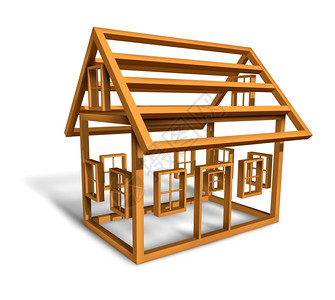 建筑房屋在工作场所建造房屋的木质框架结构作为住房和地产业的建筑者概念以白色背景为基础图片