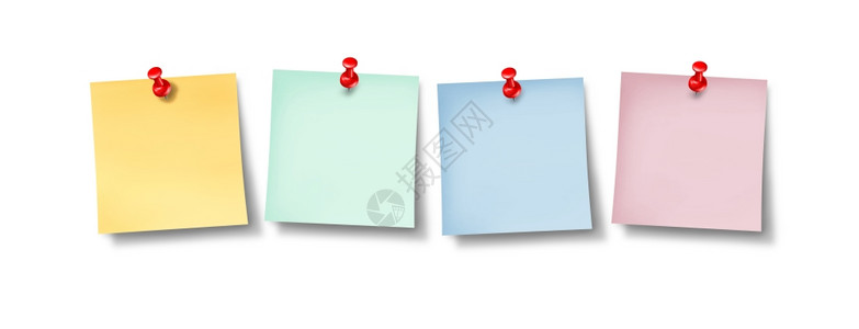 空白办公室粘贴笔记,一行空白可编辑的纸质备忘录,代表企业和雇员社交网络换,有黄色粉蓝页和绿,还有白色红大拇指图。图片