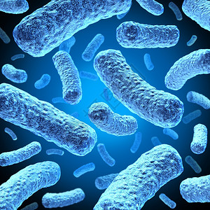 细菌胞和漂浮在显微镜空间作为人体细菌疾病感染的医学说明或作为保健标志的有机物质图片
