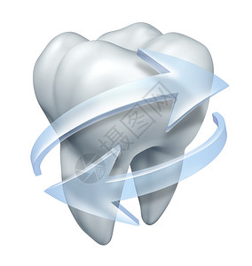 清洁牙医和卫生符号用单一的圆牙和透明水图标箭头将白面缝合和冲洗以防止白背景的口腔和香糖疾病图片