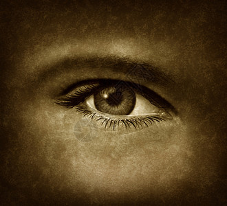 人类的眼睛用旧纸板纹理作为一种古老的视力和觉概念眼科和光学的度图片