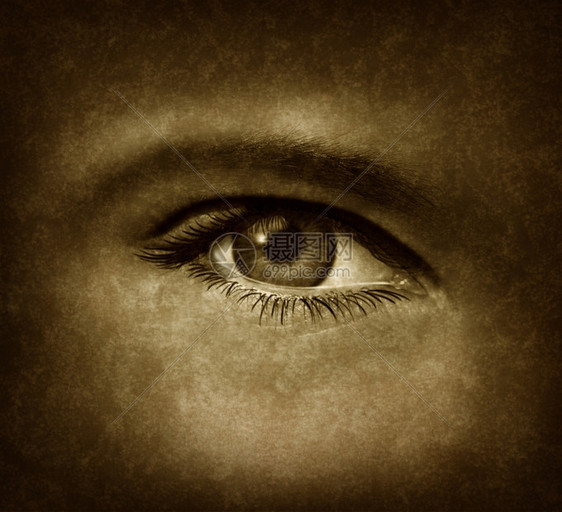 人类的眼睛用旧纸板纹理作为一种古老的视力和觉概念眼科和光学的度图片
