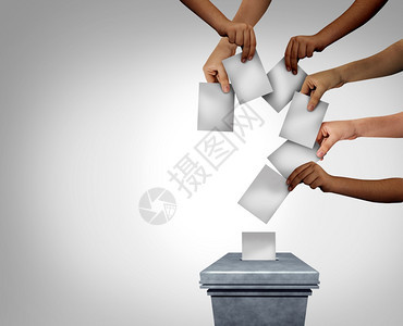 社区投票问题和的概念是多元文化的手在投票站持空白选投人与3个插图内容混淆图片