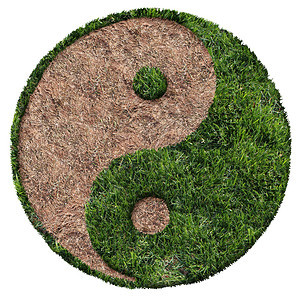 以绿色和棕草地结合的草原照护符号作为景观化图标复合像图片