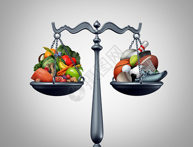 健康生活方式平衡与健身和康食品饮作为减重概念包含3个插图要素图片