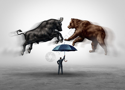 以熊市场和公牛作为交易股票风险比喻作为货币管理顾问在三个插图要素中的货币管理顾问图片