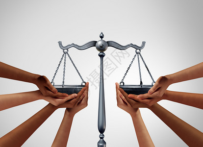 社会上的正义和平等法是多种样的人他们作为口立法以3个插图要素在法律规模上保持平衡图片