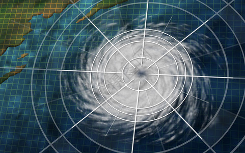 飓风图形数字监测分析图作为危险的自然灾害天气系统在海岸外用3d图解方式绘制背景图片