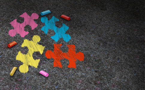 自闭症发育3d粉笔宣传插图图片