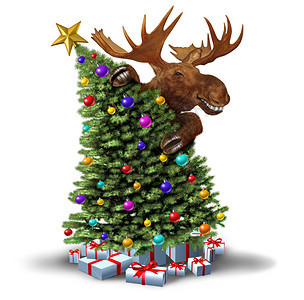 将圣诞树装饰成冬季节假日贺词图标背景图片