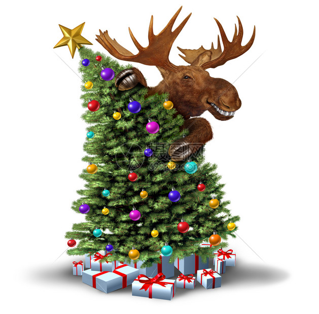 将圣诞树装饰成冬季节假日贺词图标图片