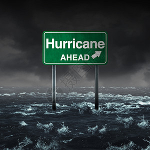 前方的飓风和洪水淹没的热带风暴预警信号是流星群预报自然灾害洪水和3个插图元素的强烈风灾危险图片
