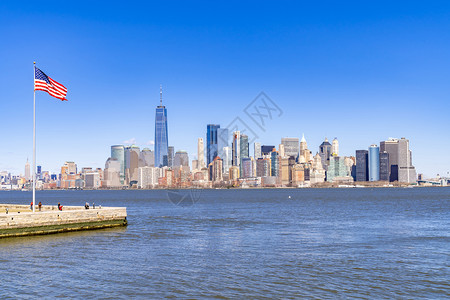纽约尼茨市的下曼哈顿从自由岛被夺走这个城市也被称为曼哈顿市中心或纽约是州和俄最大的商业区图片