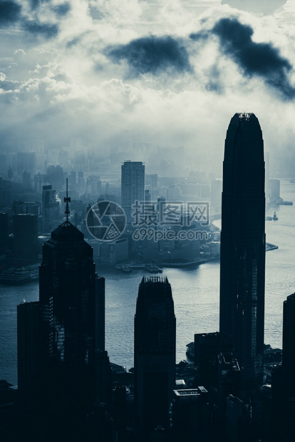 香港20年5日香港市胜利的全市风景与摩天大楼图片