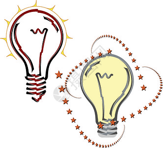 书写板书写书写灯泡插画