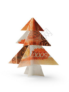 圣诞树由五千卢布钞票制成图片