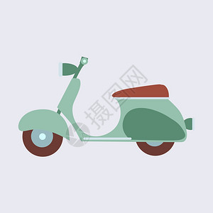 年轻人骑的绿色小型微型摩托车踏板车图片