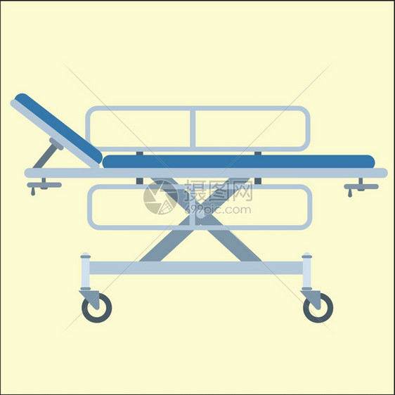 医院运输轮车的医疗担架床图片