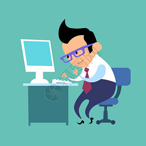 打字声插画_打字声卡通_打字声插图_手绘_板绘_摄图网