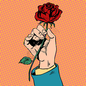 一只拿着玫瑰花的手流行艺术图片